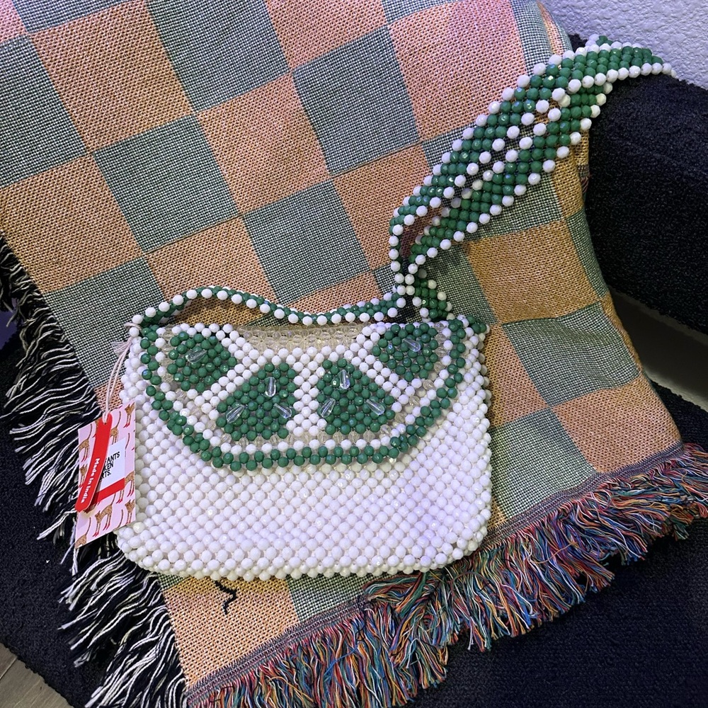 Bouffants & Broken Hearts beaded Lime crossbody fruit purse